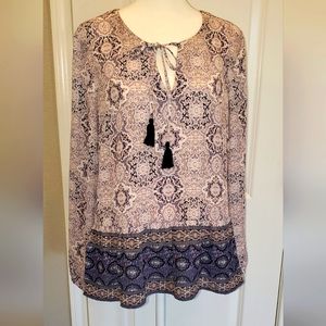 DR2 by Daniel Raina Women's Long Sleeve Blouse, size small,  ruffle hem